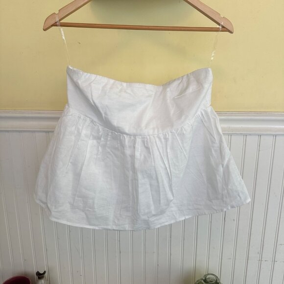 Peppermayo Womens White Shirred Crop top blouse Size M - Picture 1 of 5
